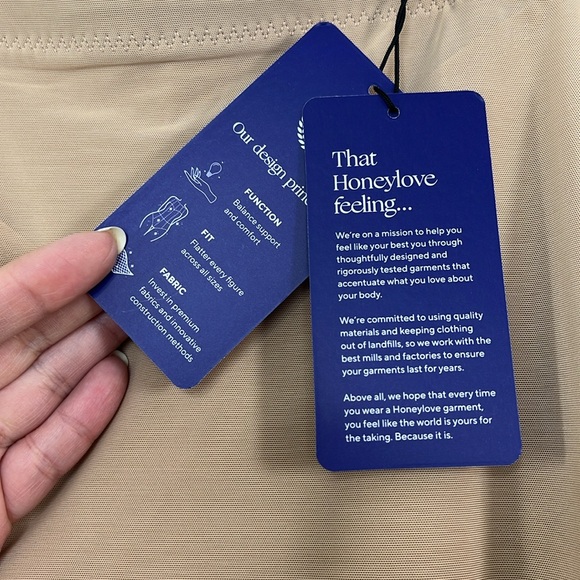 HONEYLOVE NWT Mid-Thigh Bodysuit in‎ Sand size XL Shapewear Sculpting - Picture 3 of 8